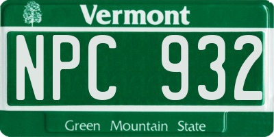 VT license plate NPC932