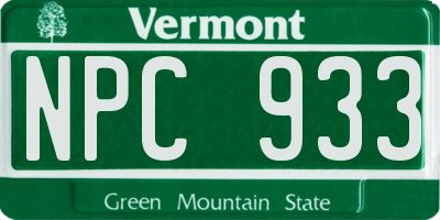 VT license plate NPC933