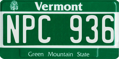 VT license plate NPC936