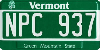VT license plate NPC937