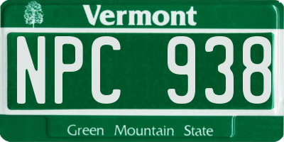 VT license plate NPC938