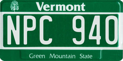 VT license plate NPC940