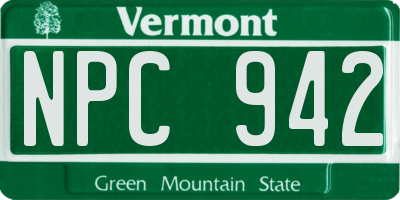 VT license plate NPC942