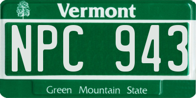 VT license plate NPC943