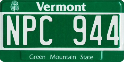 VT license plate NPC944