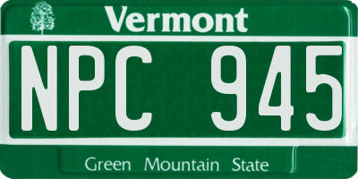 VT license plate NPC945