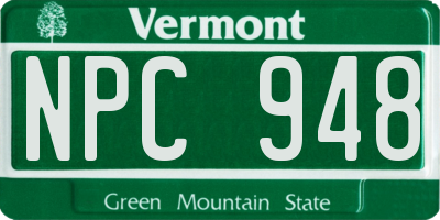 VT license plate NPC948