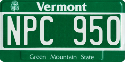 VT license plate NPC950