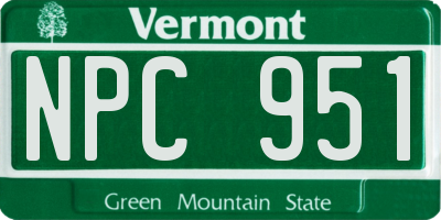 VT license plate NPC951