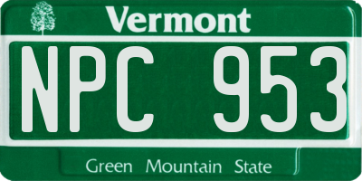 VT license plate NPC953
