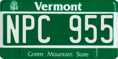 VT license plate NPC955
