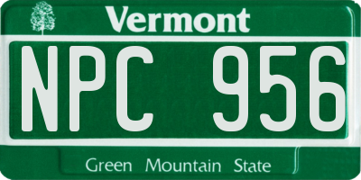 VT license plate NPC956