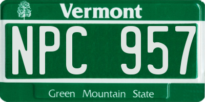 VT license plate NPC957