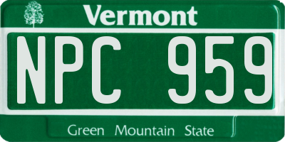VT license plate NPC959
