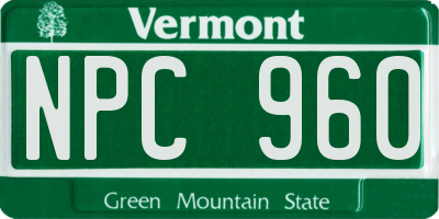 VT license plate NPC960