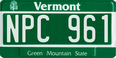 VT license plate NPC961