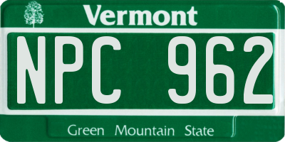 VT license plate NPC962
