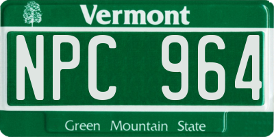 VT license plate NPC964