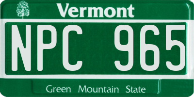 VT license plate NPC965