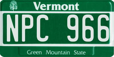 VT license plate NPC966
