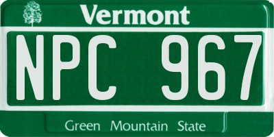 VT license plate NPC967