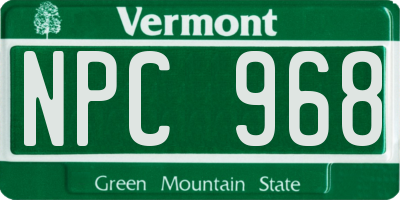 VT license plate NPC968