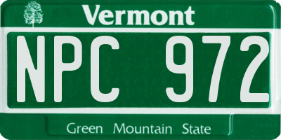 VT license plate NPC972