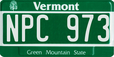 VT license plate NPC973