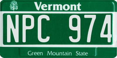 VT license plate NPC974