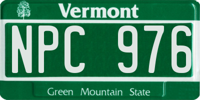 VT license plate NPC976