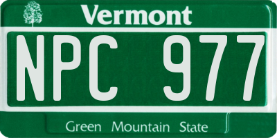VT license plate NPC977