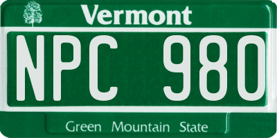 VT license plate NPC980