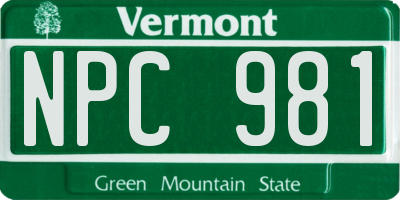 VT license plate NPC981