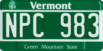 VT license plate NPC983