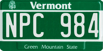 VT license plate NPC984