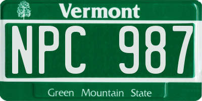 VT license plate NPC987