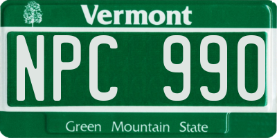 VT license plate NPC990