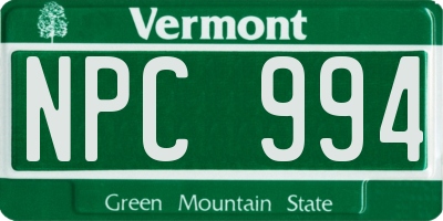 VT license plate NPC994