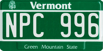 VT license plate NPC996
