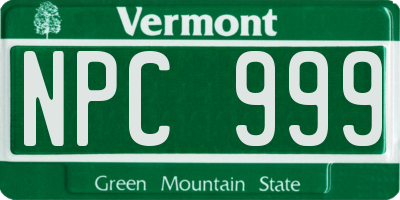 VT license plate NPC999