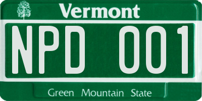 VT license plate NPD001