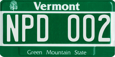 VT license plate NPD002