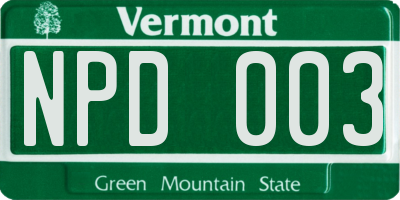 VT license plate NPD003