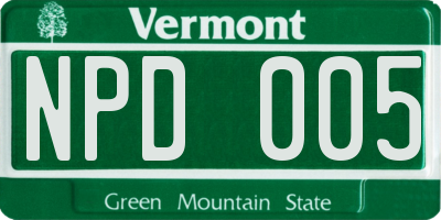 VT license plate NPD005