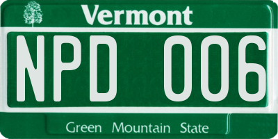 VT license plate NPD006