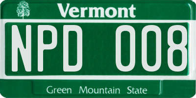 VT license plate NPD008