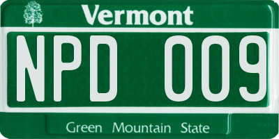VT license plate NPD009