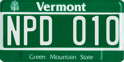 VT license plate NPD010