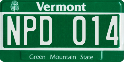 VT license plate NPD014