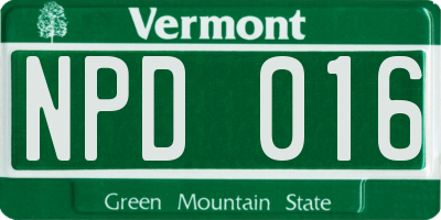 VT license plate NPD016